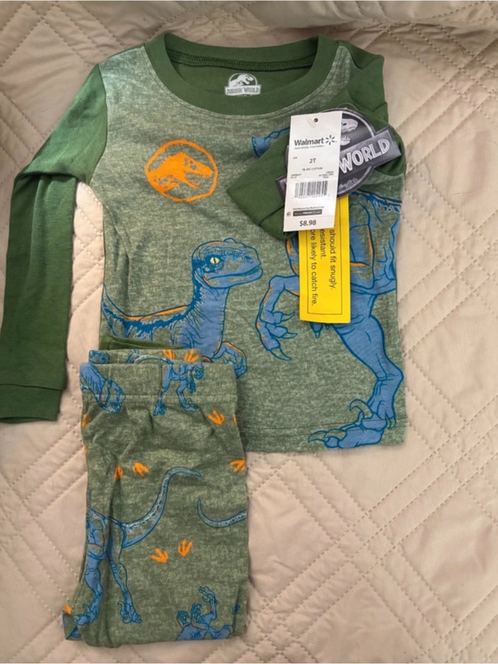 Jurassic World  2T Raptor Pajama Set for Kids